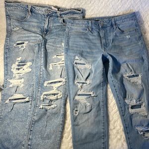 2 pair American Eagle distressed jegging jeans